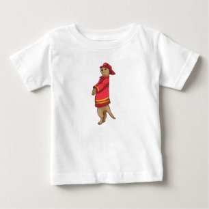 T-shirt Pour Bébé Meerkat en tant que pompier avec casque