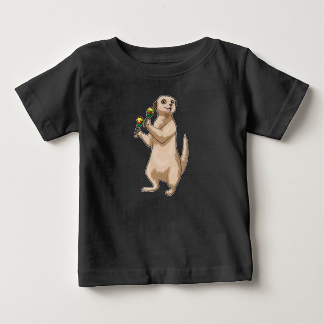 T-shirt Pour Bébé Meerkat Musicien Maracas (Devant)