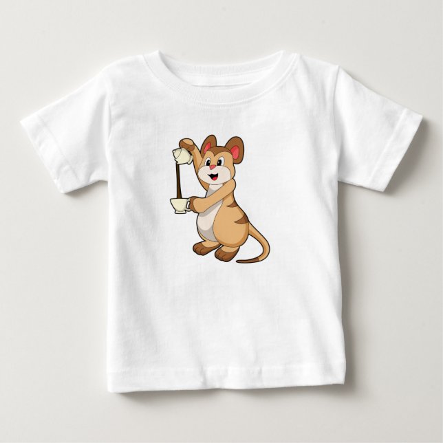 T-shirt Pour Bébé Meerkat with coffee pot & coffee.PNG (Devant)