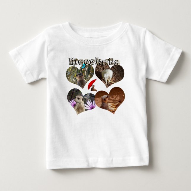 T-shirt Pour Bébé Meerkats Dans Les Coeurs Amoureux, (Devant)