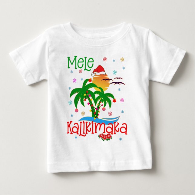 T-shirt Pour Bébé Mele Kalikimaka Hawaiian Joyeux Noël Aloha  (Devant)
