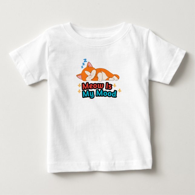 T-shirt Pour Bébé Meow Is My Mood Cat Funny (Devant)