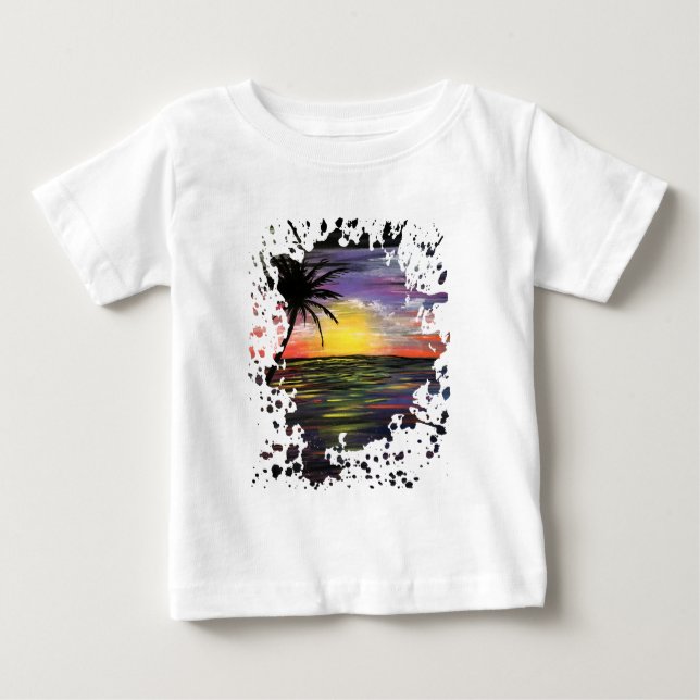 T-shirt Pour Bébé Mer du coucher du soleil (Devant)