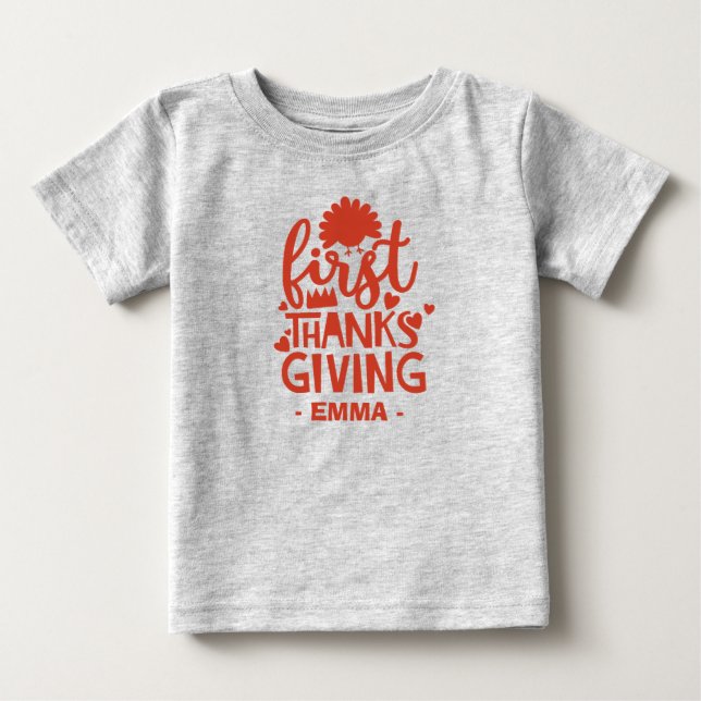 T-shirt Pour Bébé Merci de donner le nom du bébé personnalisé (Devant)