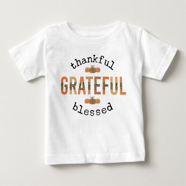 T-shirt Pour Bébé Merci Grateful Blessé mignon automne Thanksgiving (Devant)