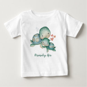 T-shirt Pour Bébé Mère Bébé Tortues de mer Ocean Life Personnalisé