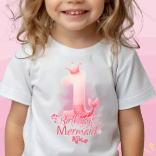 T-shirt Pour Bébé Mermaid Theme Girl 1er anniversaire Personnalisé