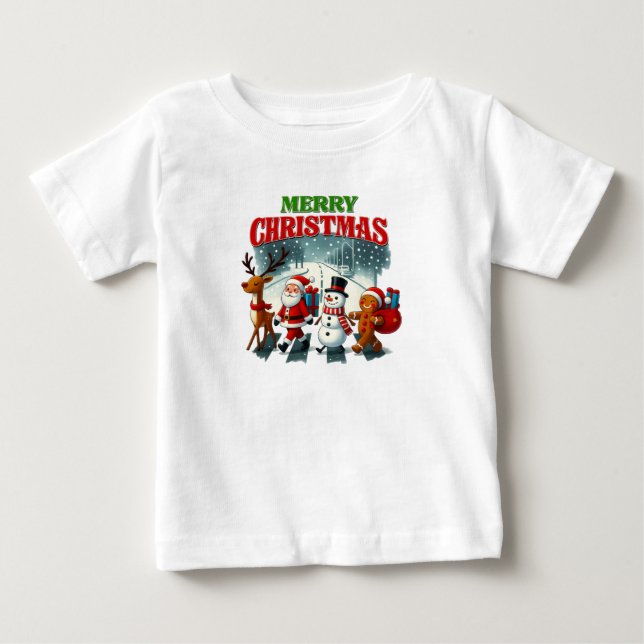 T-shirt Pour Bébé Merry Christmas Santa, Snowman, Gingers Xmas (Devant)