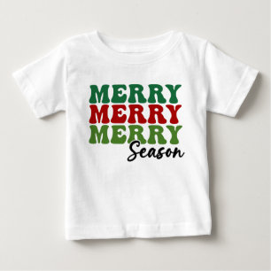 T-shirt Pour Bébé Merry Merry Merry Saison - Retro Holiday Art