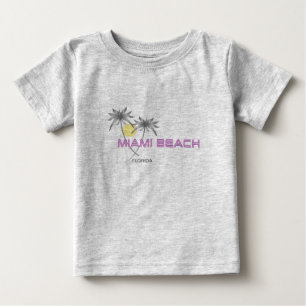 T-shirt Pour Bébé Miami Beach Floride Pink Grey Baby