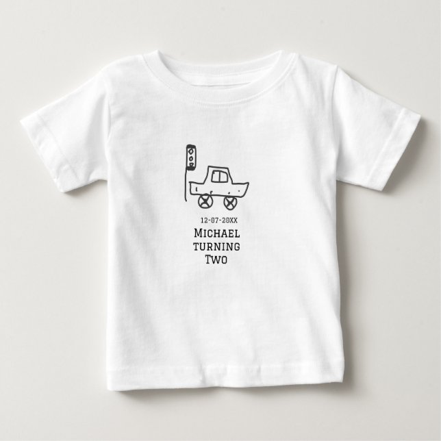 T-shirt Pour Bébé Michael deux ans anniversaire voiture feu de circu (Devant)