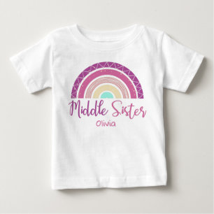 T-shirt Pour Bébé Middle Sister rainbow customizable name