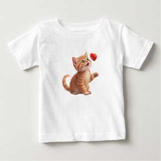 T-shirt Pour Bébé Mignon Chat avec Bébé au Coeur