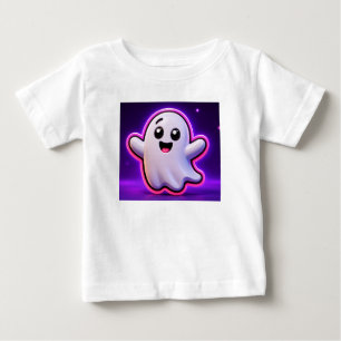 T-shirt Pour Bébé Mignon Fantôme Kawaii Étoiles Violet Ciel Nocturne