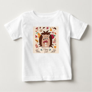 T-shirt Pour Bébé Mignon hérisson d'automne avec texte personnalisé