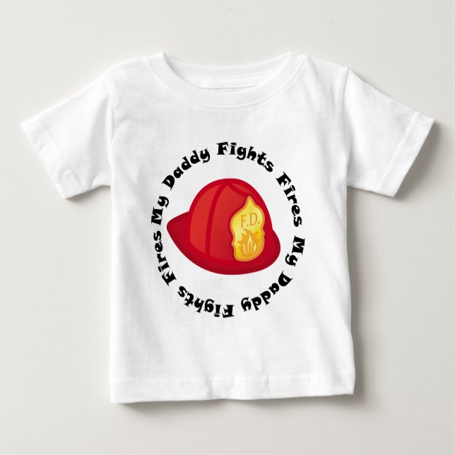 T-shirt Pour Bébé Mignon mon papa combat les feux (Devant)