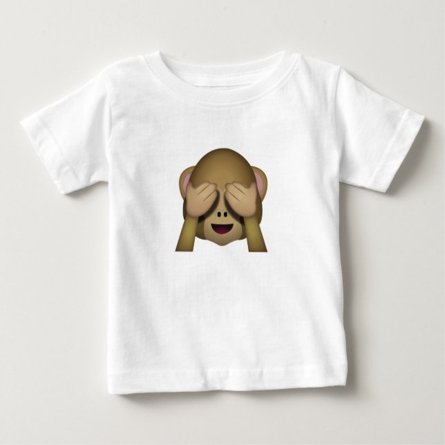 T-shirt Pour Bébé Mignon ne voir l'aucun singe mauvais Emoji (Devant)