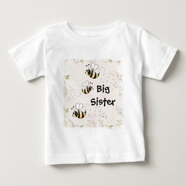 T-shirt Pour Bébé Mignonne Abeilles de pays Grande Soeur (Devant)