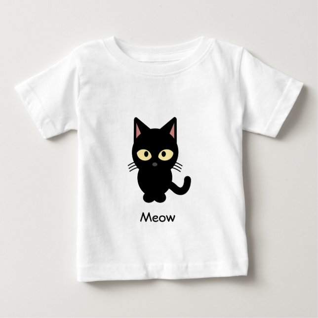 T-shirt Pour Bébé Mignonne chatte noir caricature chatte bébé chemis (Devant)