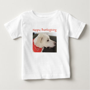 T-shirt Pour Bébé Mignonne Chien Chien Rose Thanksgiving Baby T-Shir