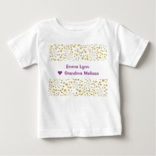 T-shirt Pour Bébé Mignonne Elegant Gold Stars Nom Love Grand-mère