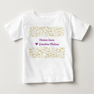 T-shirt Pour Bébé Mignonne Elegant Gold Stars Nom Love Grand-mère
