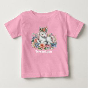 T-shirt Pour Bébé mignonne fille imaginaire licorne ajouter nom