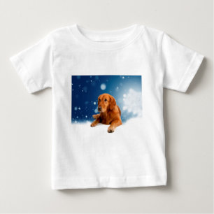 T-shirt Pour Bébé Mignonne Golden Retriever Chien assis dans les éto
