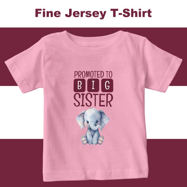 T-shirt Pour Bébé Mignonne grande sœur éléphant rose (Créateur téléchargé)