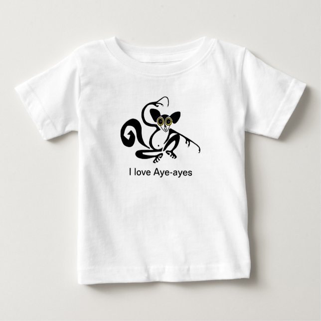 T-shirt Pour Bébé Mignonne - J'aime AYE AYES - Graphiques animaux - (Devant)