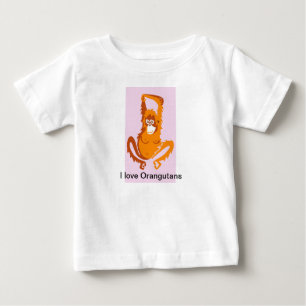 T-shirt Pour Bébé Mignonne J'aime ORANGUTANS -Graphique animal