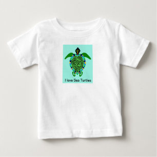 T-shirt Pour Bébé Mignonne J'aime Sea TURTLES - Graphique animal -