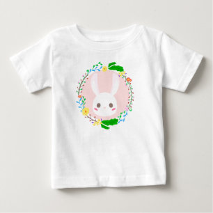 T-shirt Pour Bébé Mignonne lapin de Pâques Fleur Fleur Wreath