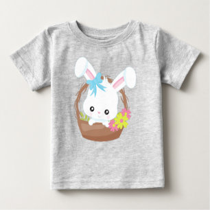 T-shirt Pour Bébé Mignonne lapin, Lapin Blanc, Lapin, Fleurs, Panier