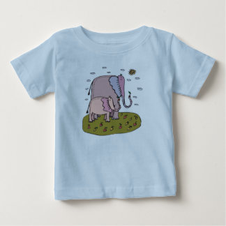 T-shirt Pour Bébé mignonne maman pastel et bébé éléphant mangeant de
