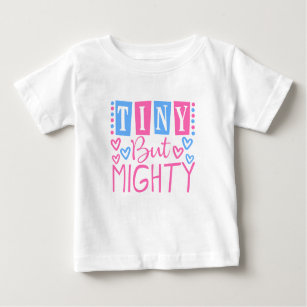 T-shirt Pour Bébé Mignonne Petite Mais Puissante Fille Bleue Rose