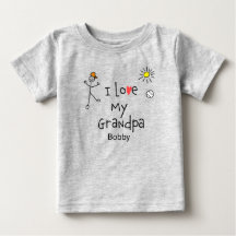 Mignonnes Garçons J'aime Mon grand-père Baby Tee