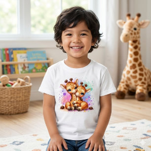 T-shirt Pour Bébé Mignons girafes jumeaux aquarelle qui s'embrassent