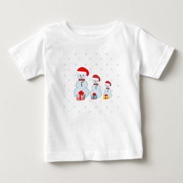 T-shirt Pour Bébé Mignons neigeurs de Noël (Devant)