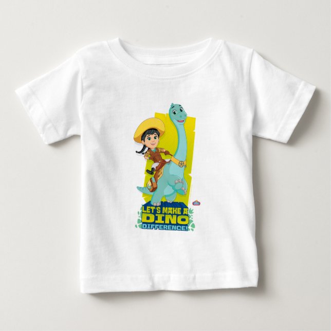 T-shirt Pour Bébé Min & Clover | Faire une différence Dino (Devant)