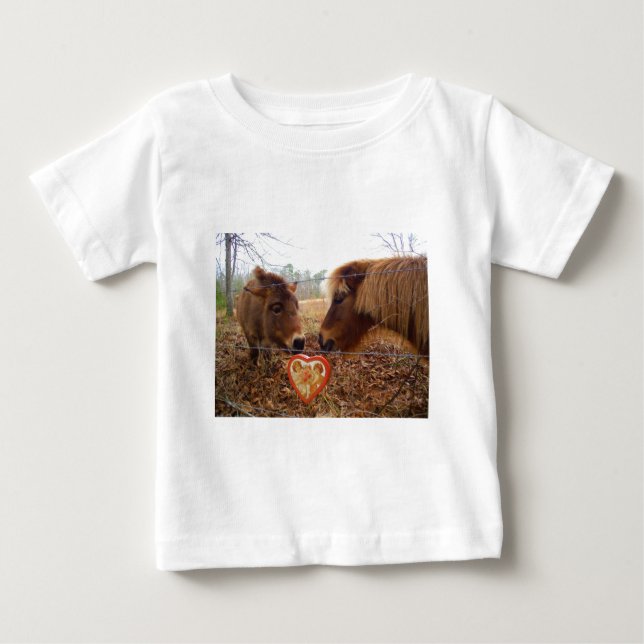 T-shirt Pour Bébé Miniature Donkey & Horse Valentine Heart (Devant)
