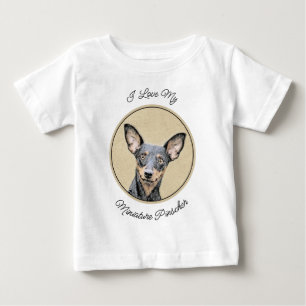 T-shirt Pour Bébé Miniature Pinscher Peinture mignonne Chien Art ori
