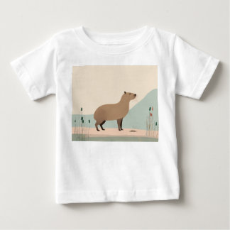T-shirt Pour Bébé Minimaliste Pastel Capybara Baby Tee