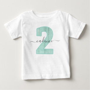 T-shirt Pour Bébé Mint Pois Nom personnalisé 2e fête d'anniversaire