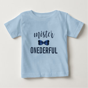 T-shirt Pour Bébé Mister Onederful Bow Cravate 1er anniversaire