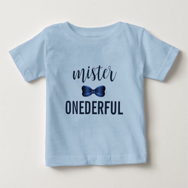 T-shirt Pour Bébé Mister Onederful Bow Cravate 1er anniversaire (Devant)