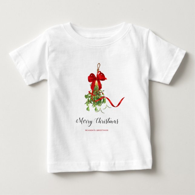 T-shirt Pour Bébé Mistletoe de Noël (Devant)