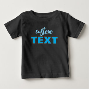 T-shirt Pour Bébé Modèle de texte personnalisé noir et bleu