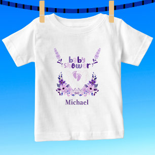 T-shirt Pour Bébé Modèle floral de Baby shower mou personnalisé