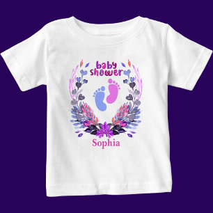 T-shirt Pour Bébé Modèle floral de Baby shower mou personnalisé